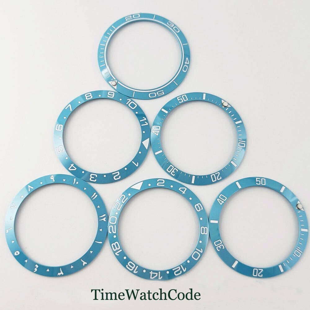Sky Blue Sloped Bezel Insert Ceramic Watch Ring 38mm*30.6mm Fit Bliger Tandorio