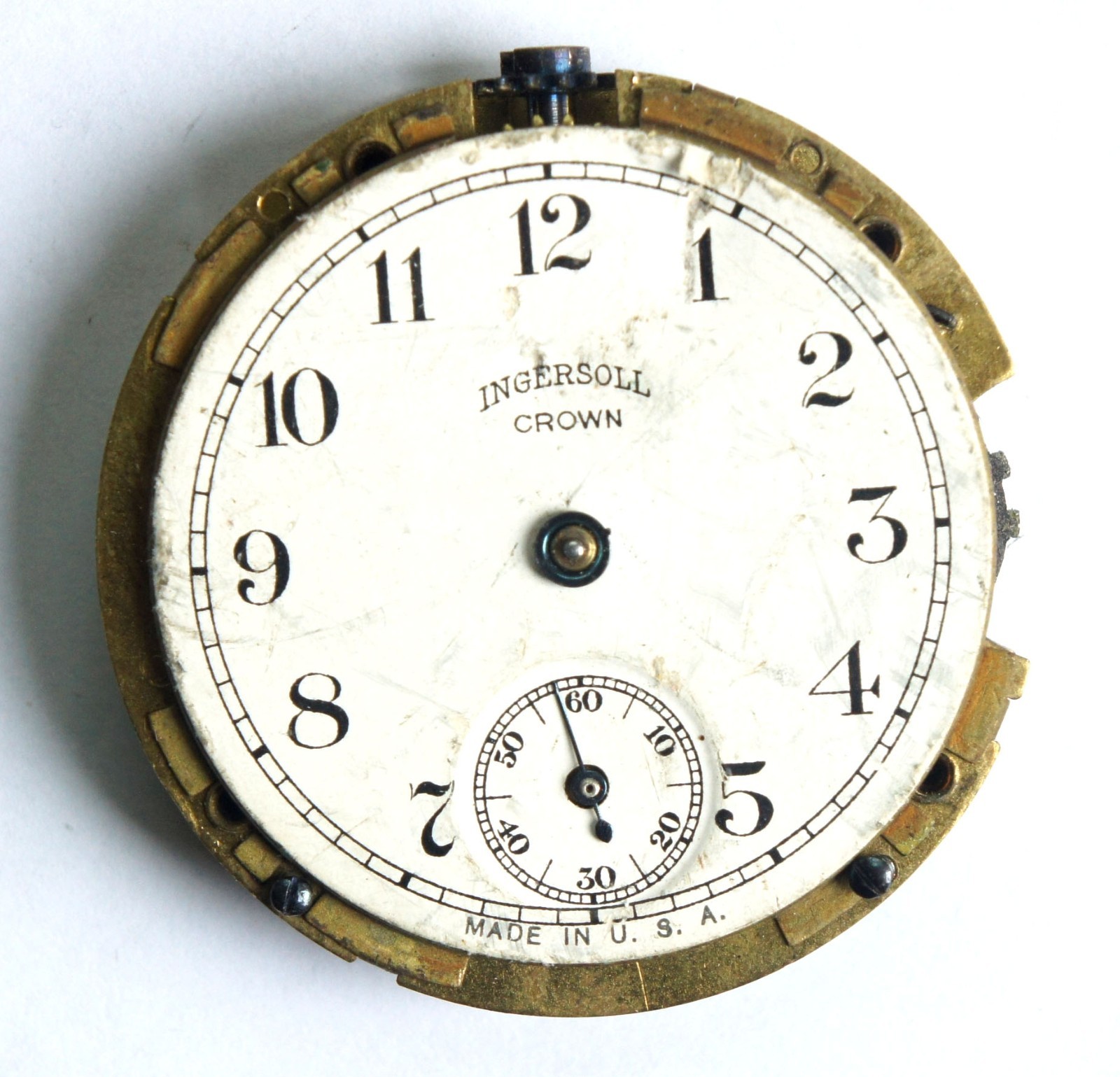 VINTAGE INGERSOL CROWN USA SPOCKET WATCH MOVEMENT 45 mm BALANCE EXC!