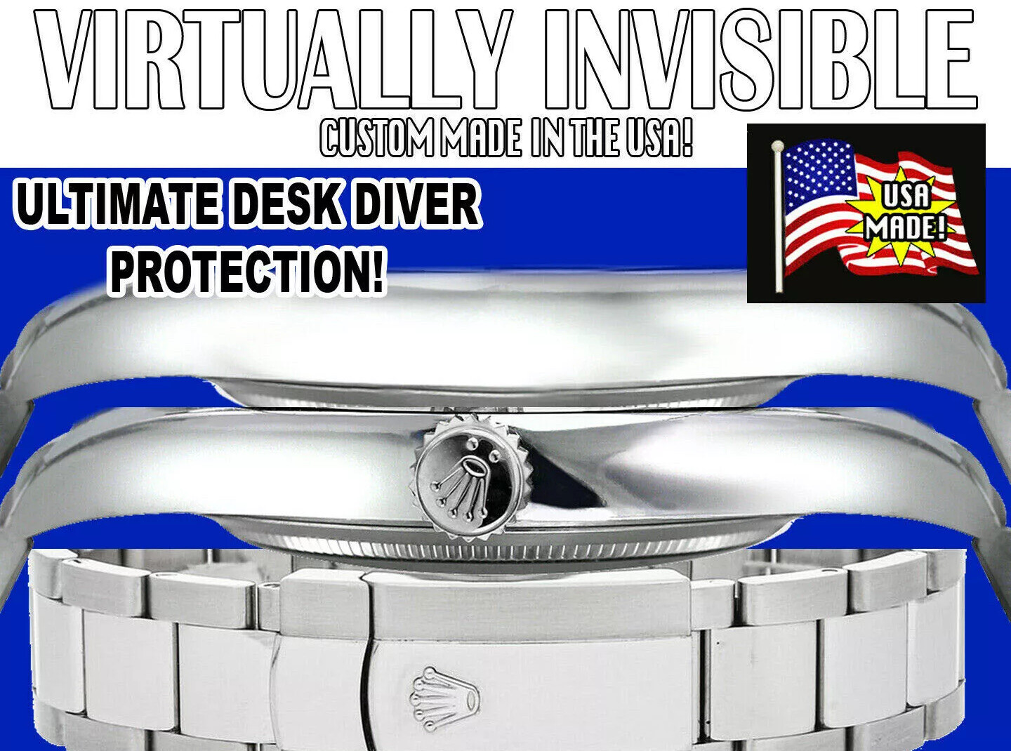 For-Rolex Datejust 36 Clasp + Sides HD Clear Protectors Set 2
