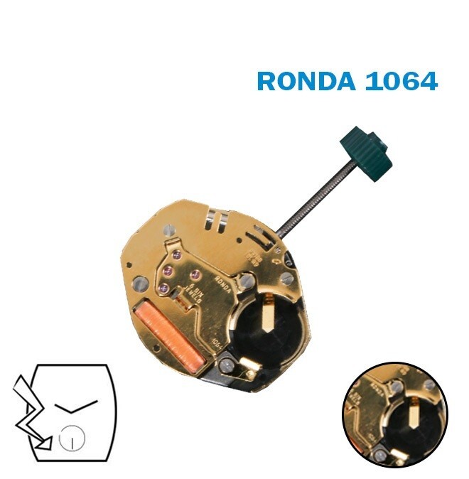 Ronda 1064 Quartz Movement, With Small Seconds at 6, Swiss Made, 6 Jewels.