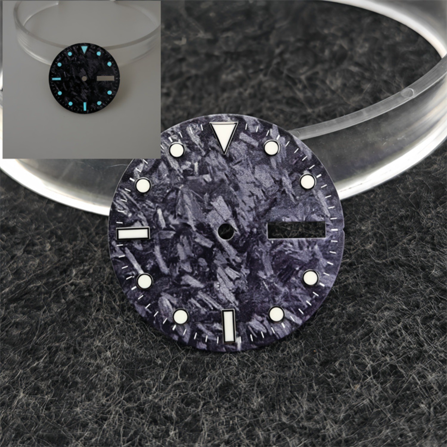 NH35 Dial 28.5mm Black Carbon Fiber Pattern Fit NH35/NH36 Movement Watch Part