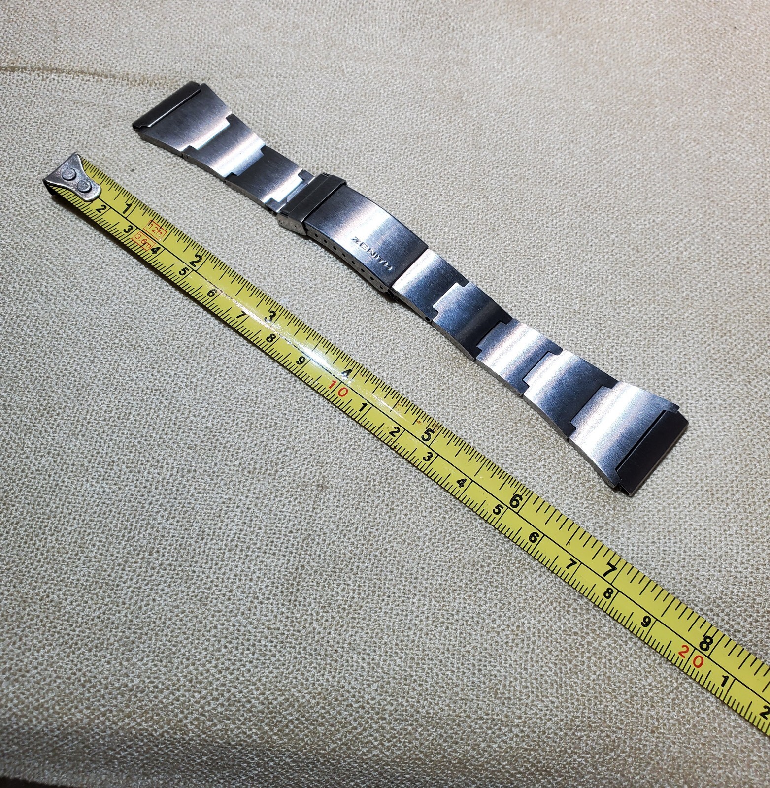 Very Rare 70s Zenith Lobster Style Stainless Steel Fliplock Bracelet 24mm Width