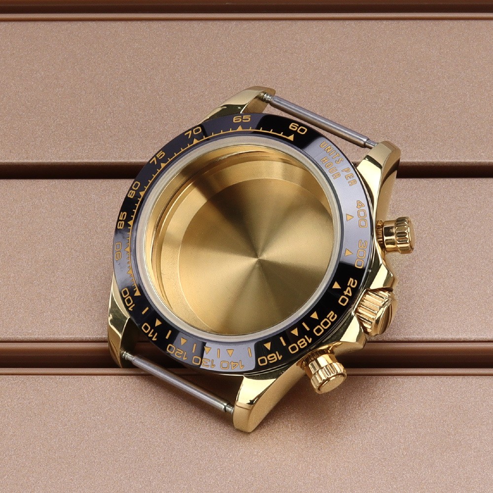 39mm Quartz Watch Case Perpetual Gold Mod Stainless Steel For VK63 Movement