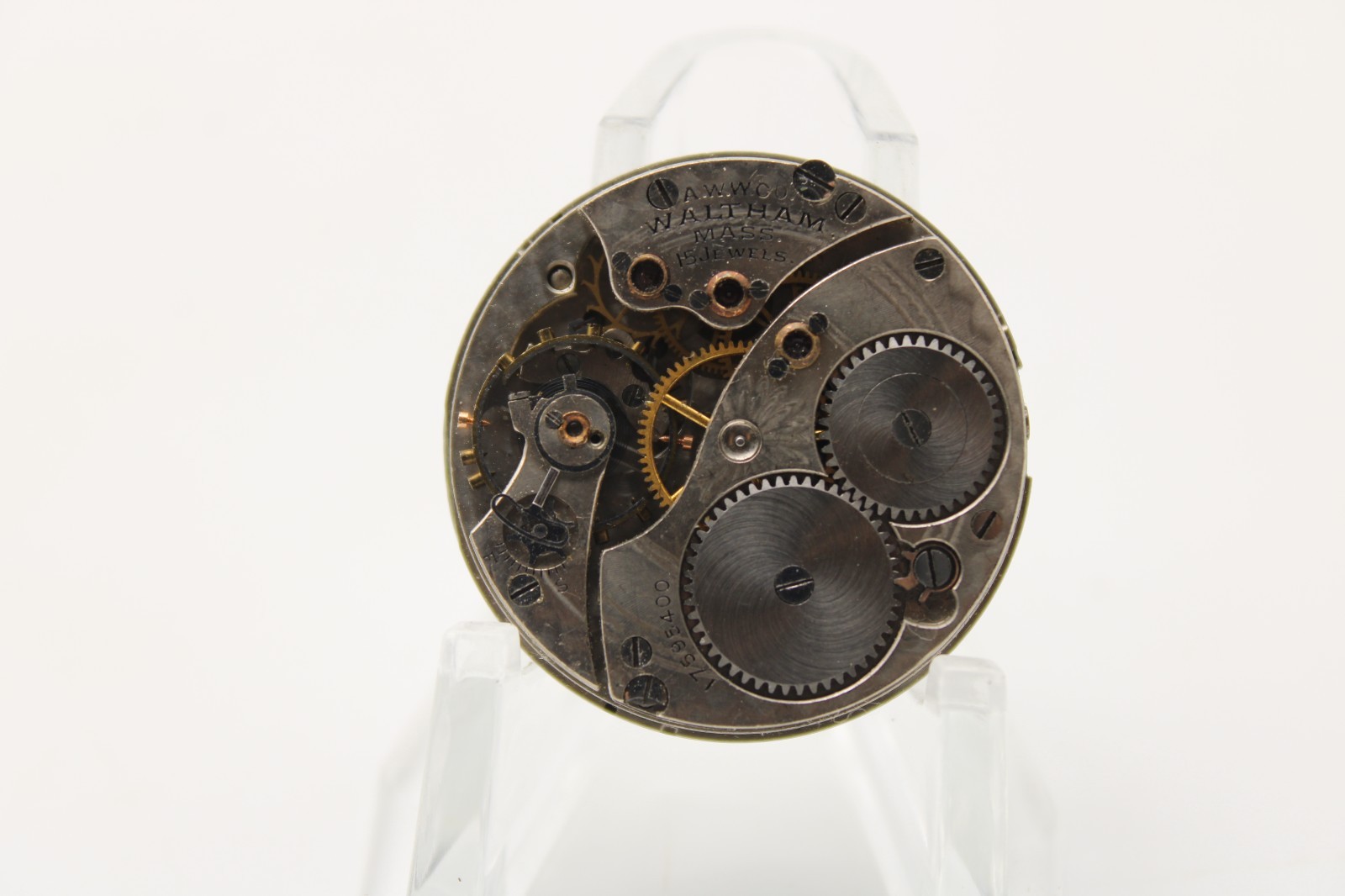 1908 WALTHAM POCKET WATCH MOVEMENT 17595400 GRADE 165 0s 15j (OO)