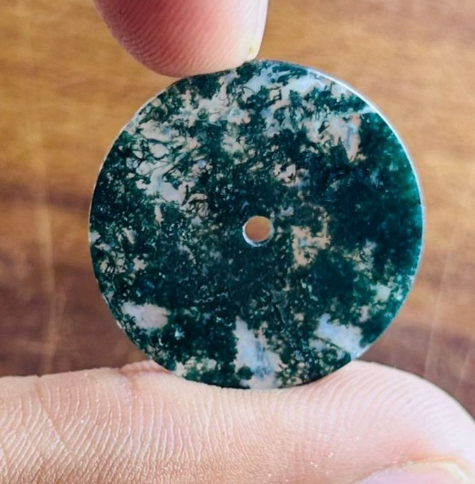 Moss Agate Watch Dial, 24.5mm Round Stone Disc for Jewelry Making GMC-315