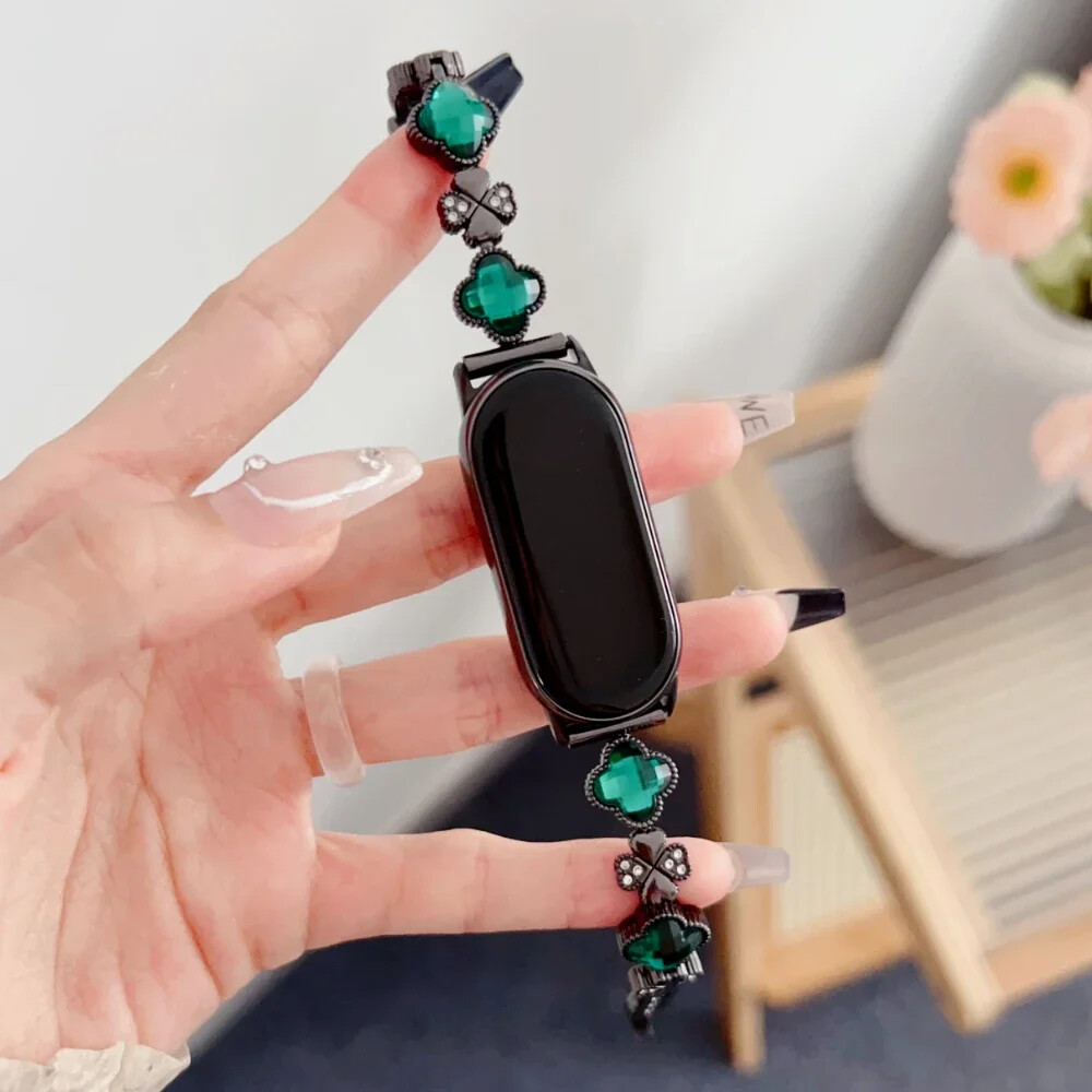 Gem Clover Diamond Metal Bracelet For Xiaomi Mi9 9 8 Pro Band Strap Replacement