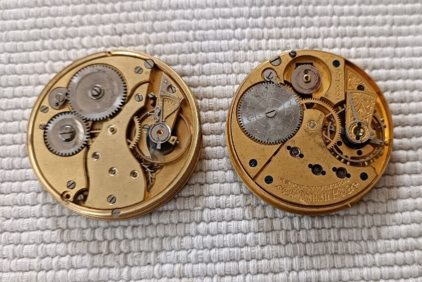 LOT OF 2 MOERIS AND WALTHAM POCKET WATCH MOVEMENTS X REPAIR /PARTS