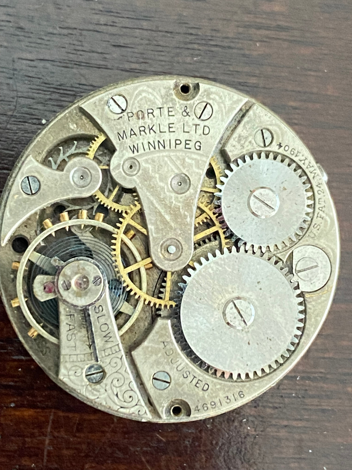 VINTAGE 28.5MM SANDOZ POCKET WATCH MOVEMENT, NOT RUNNING, PRIVATE LABEL
