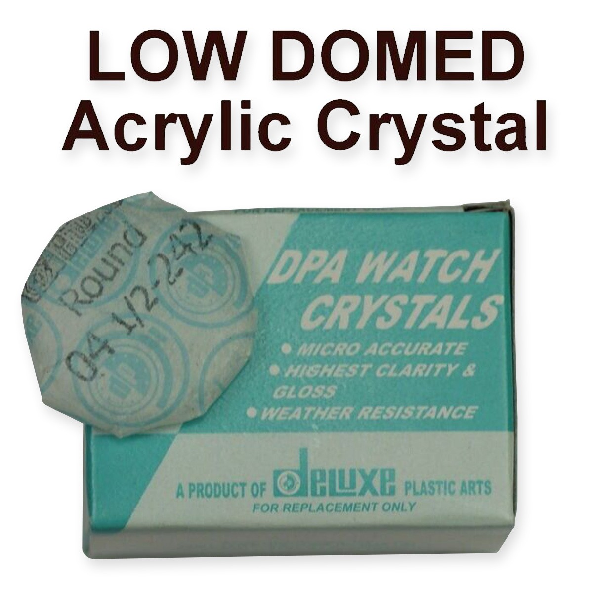 LOW DOME WATCH CRYSTALS 34mm – 39.8mm acrylic/plastic replacement glass crystal