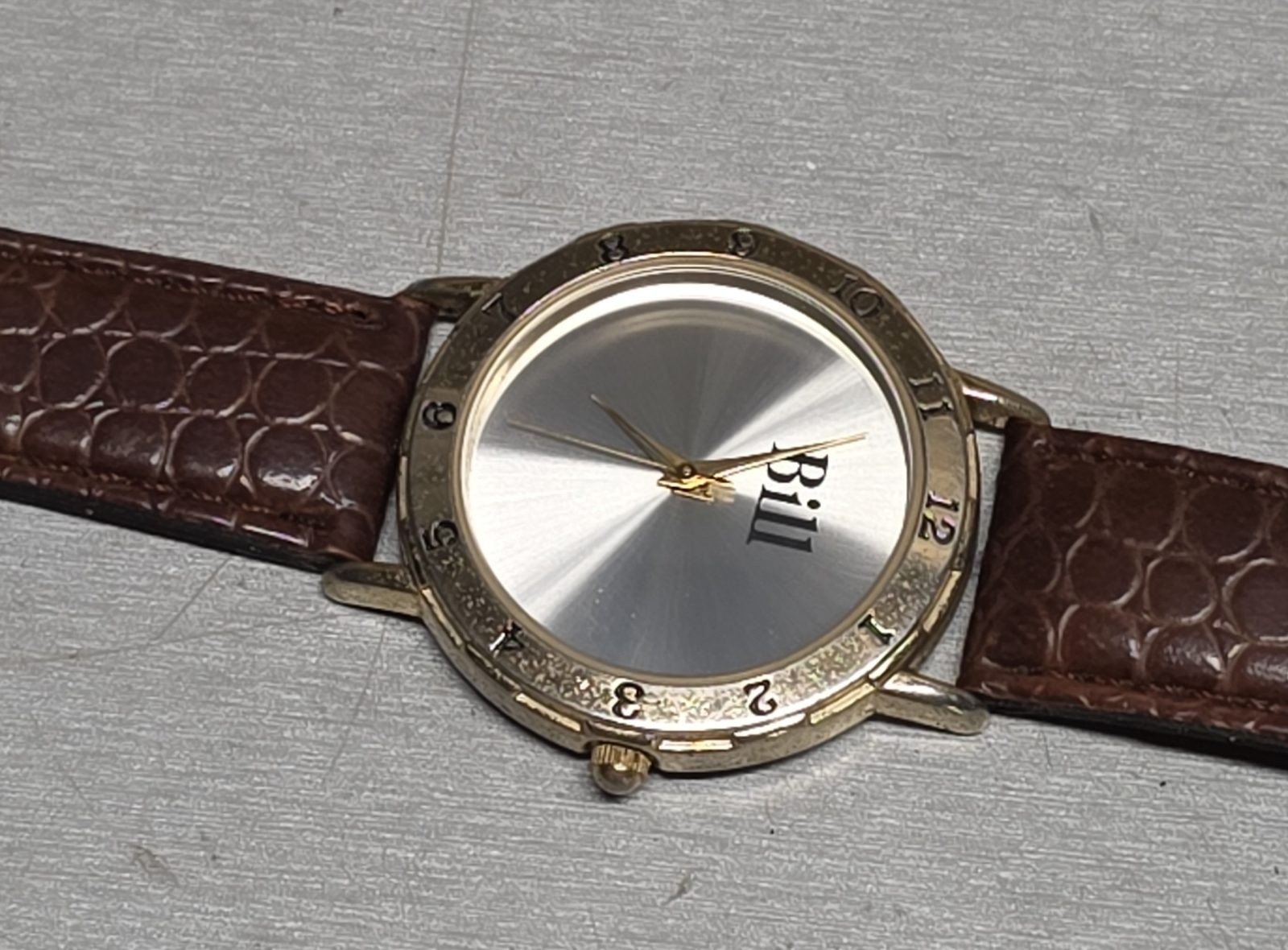 Milan MLN1019 Bill Quartz Watch Brown Faux Leather Strap Japan Movement