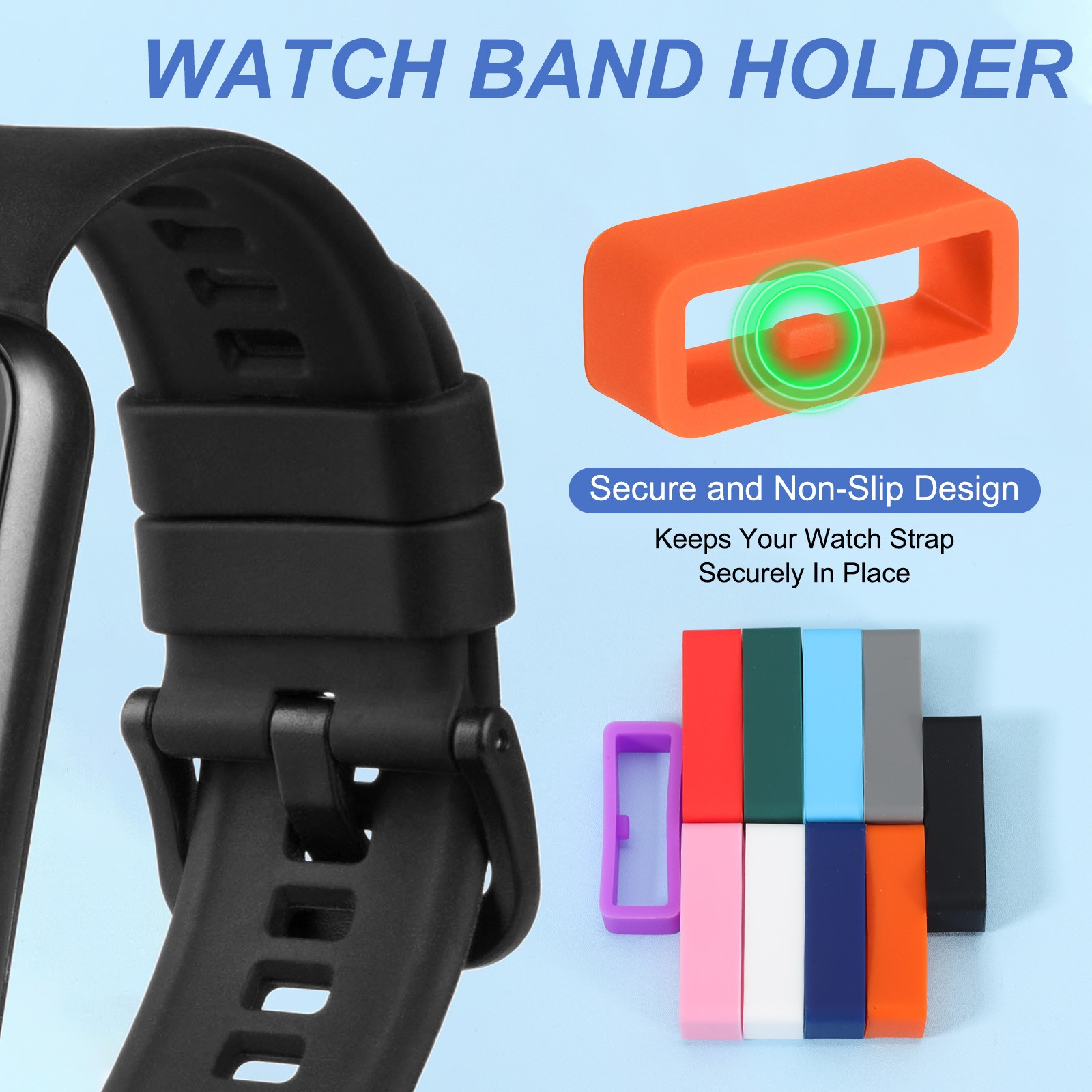8 Pcs Watch Band Holder Loop, 16mm Universal Watch Replacement Band, Orange