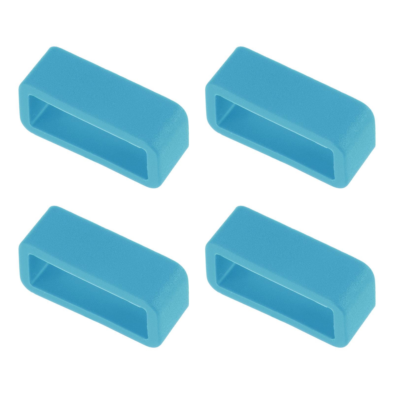 Watch Band Strap Loops Silicone for 16mm Width Watch Band, Turquoise Blue 4 Pcs