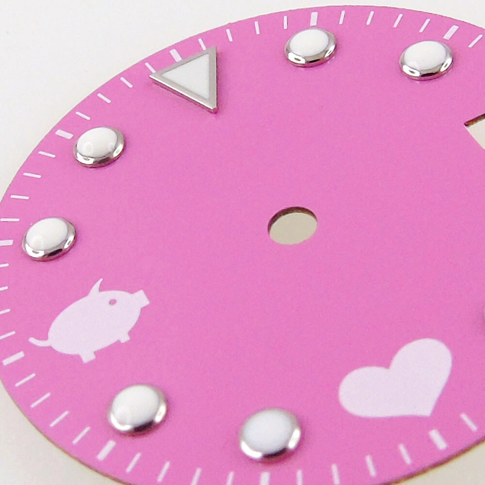 New Bliger 28.5mm Pink Pig Sterile Watch Dial For NH35A Luminous Date Window