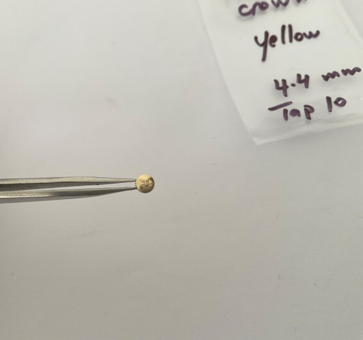 TISSOT CROWN WATCH PART SIGNED “T” Yellow Tap 10 ,4.4 mm diameter