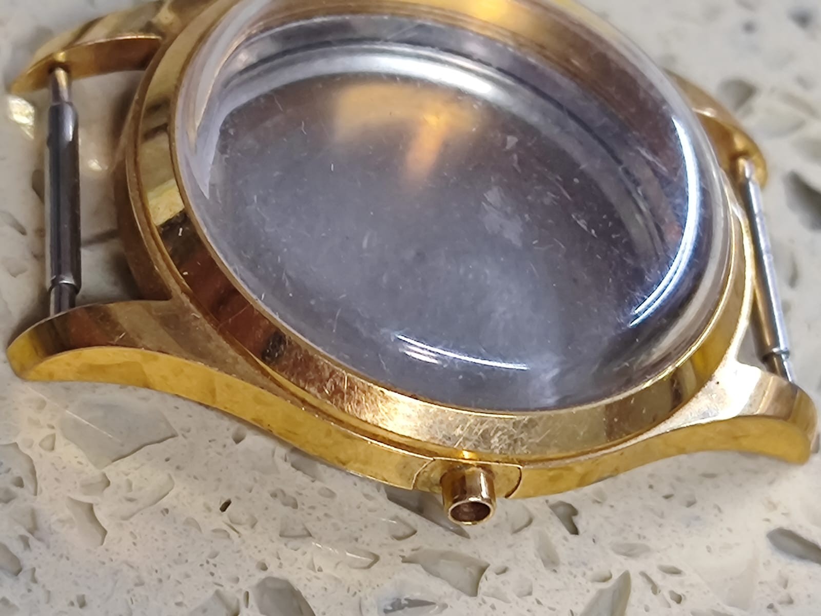 1970 VINTAGE CASE WATCH SWISS MADE GOLD PLATED 33.5MM FIT FOR SWISS WATCH NOS.