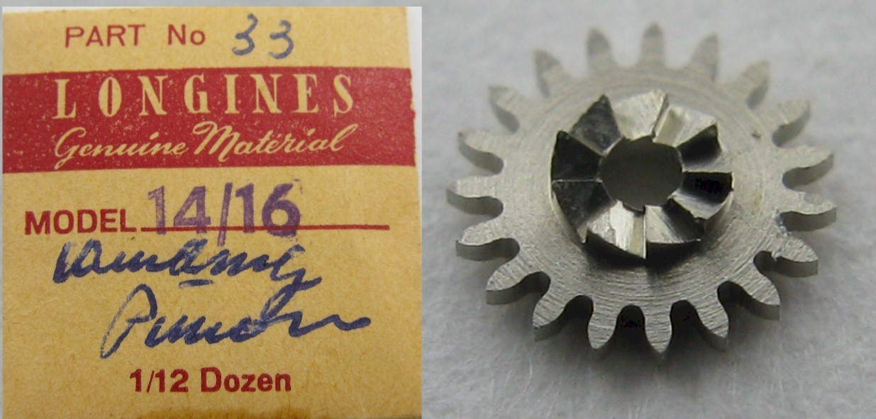 Longines 14.16 watch part: winding pinion #410