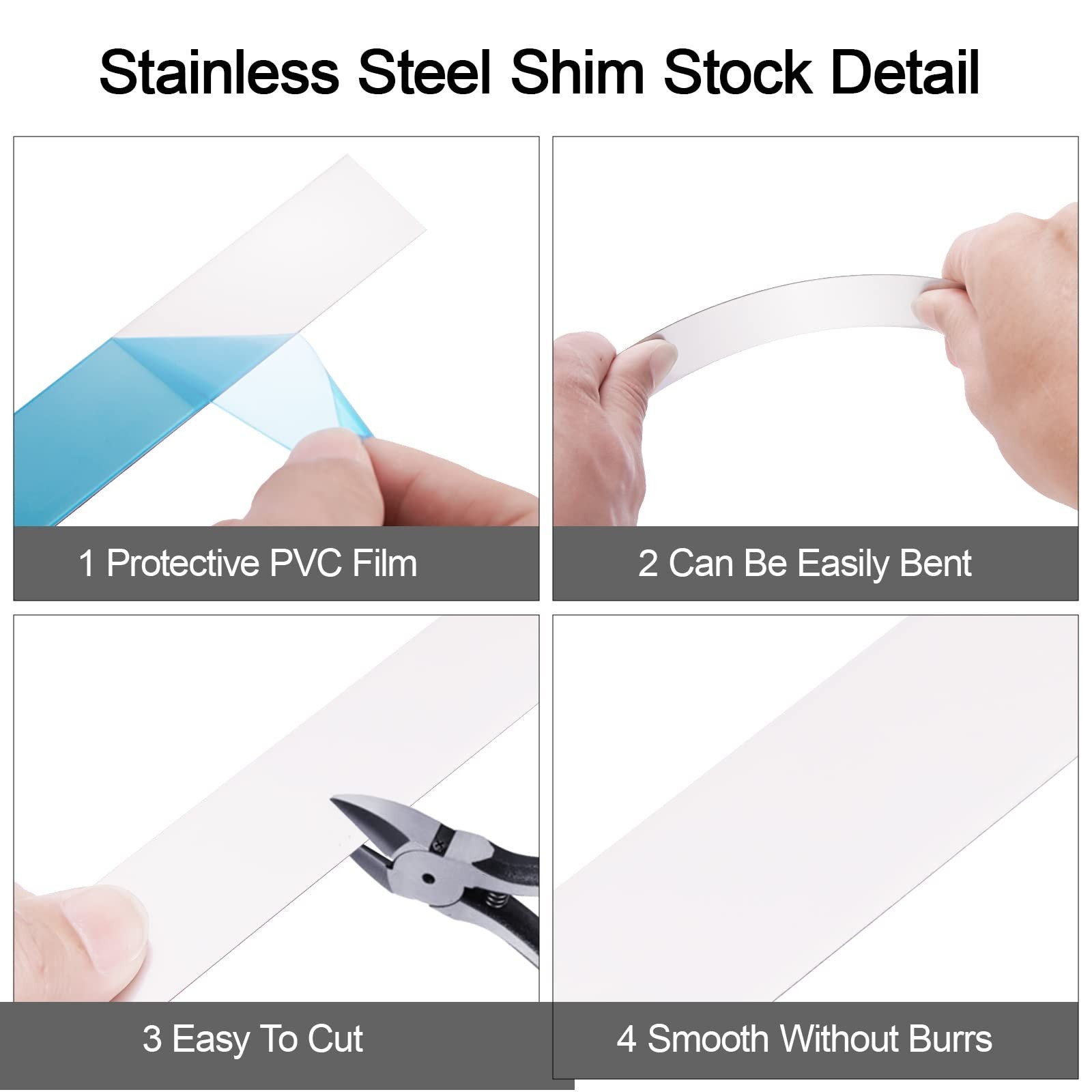 10 Pieces 304 Stainless Steel Strips, Stainless Steel Sheet Metal Shim Stock,…