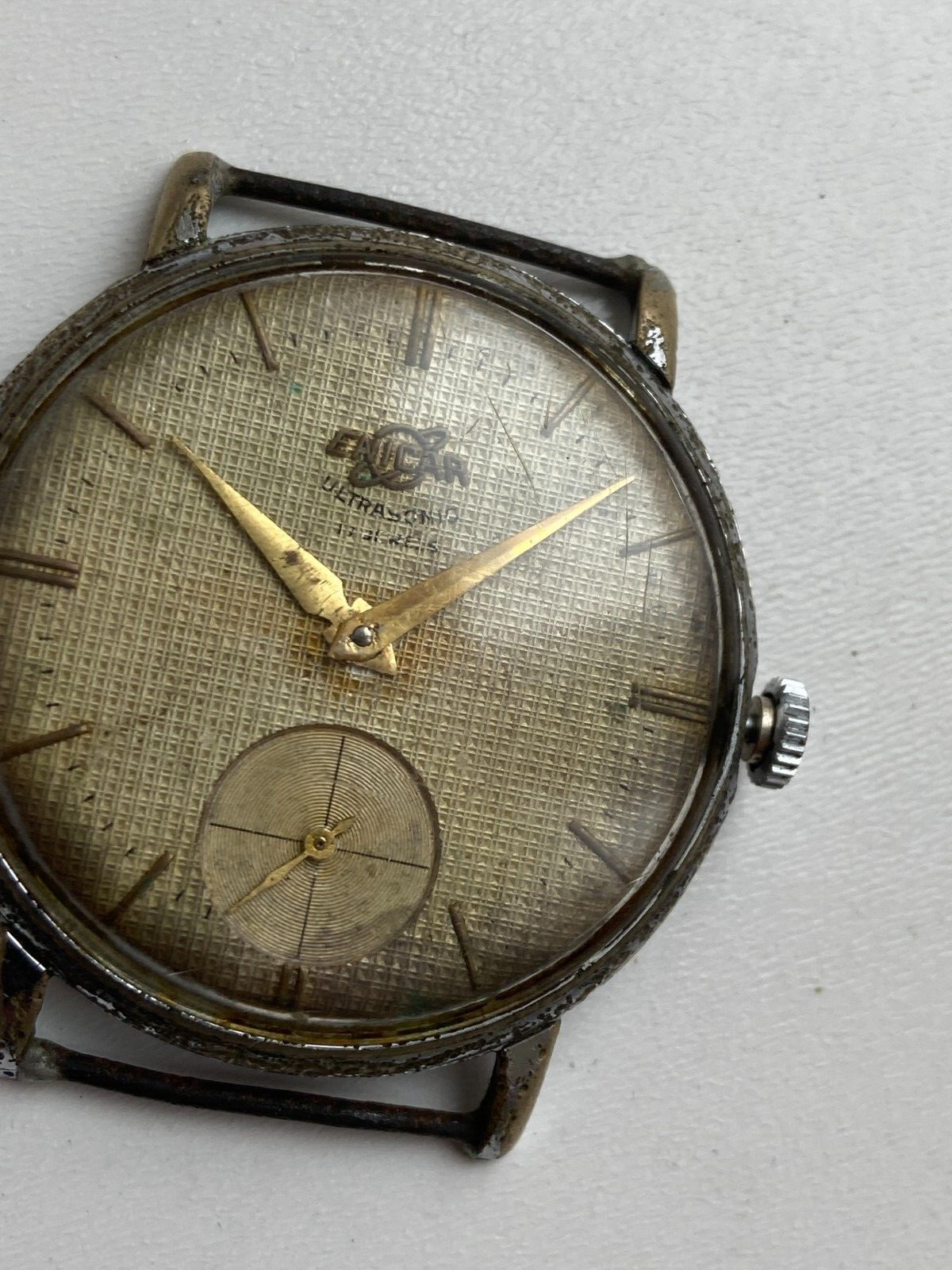 VINTAGE MEN WATCH ENICAR ULTRASONIC SWISS MADE FOR PARTS 17 JEWELS CAL 1292