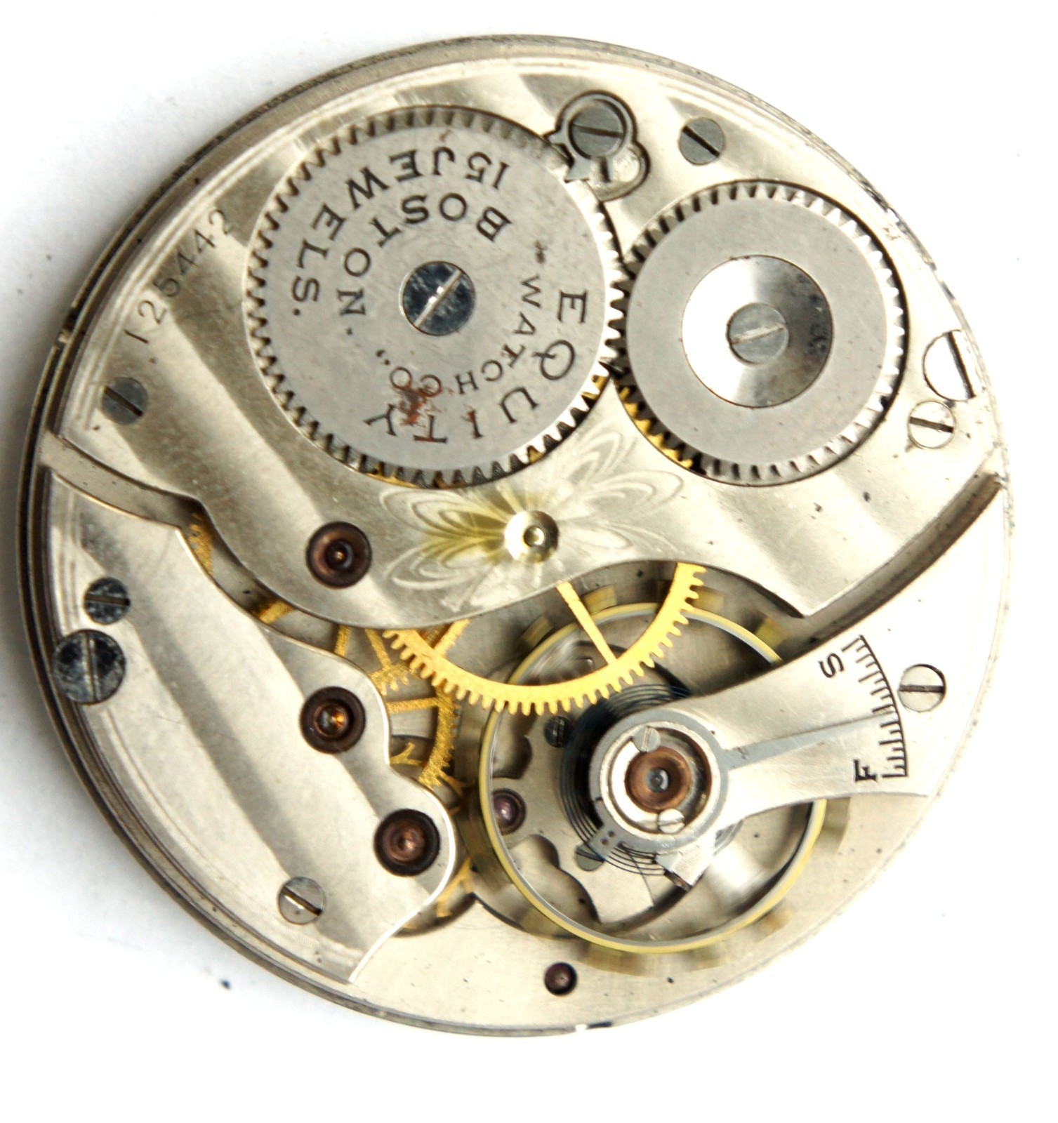 RARE Vintage Equity Watch Co Boston 16s 15 J Pocket Watch Movement SN 125442