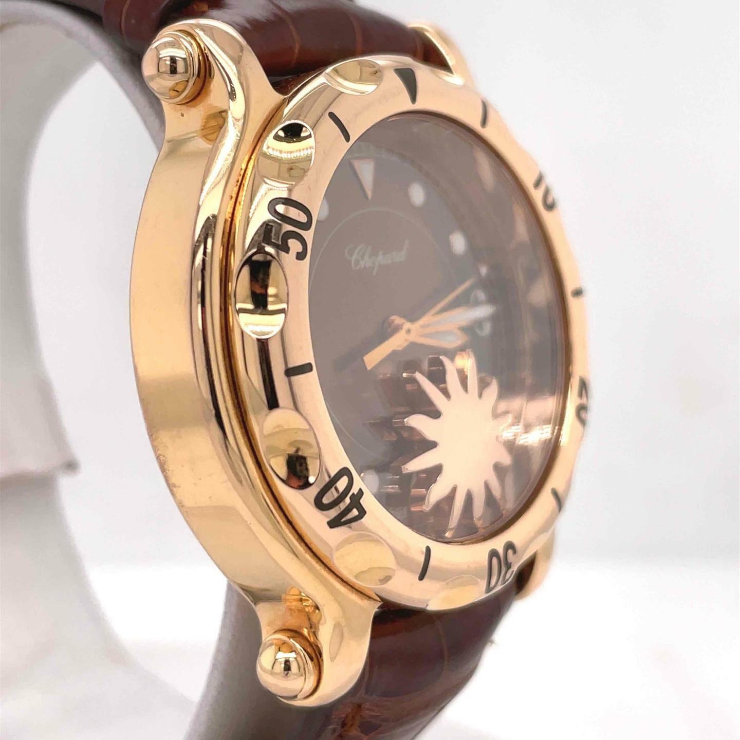 Chopard Happy Sport Sun Quartz 37 mm 18k Rose Gold Brown Dial Ladies 283578-5001