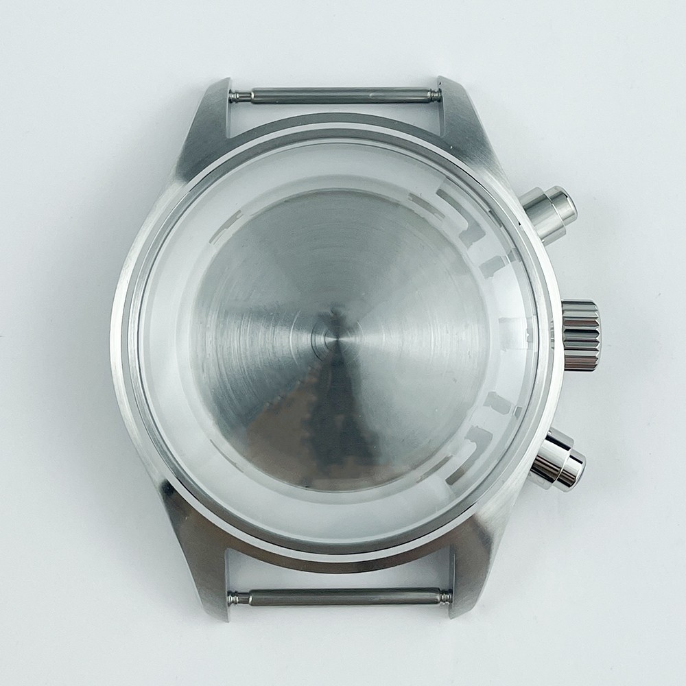 43mm Chronograph Watch Case Pilot Sapphire Crystal Solid Stainless Miyota 0S00