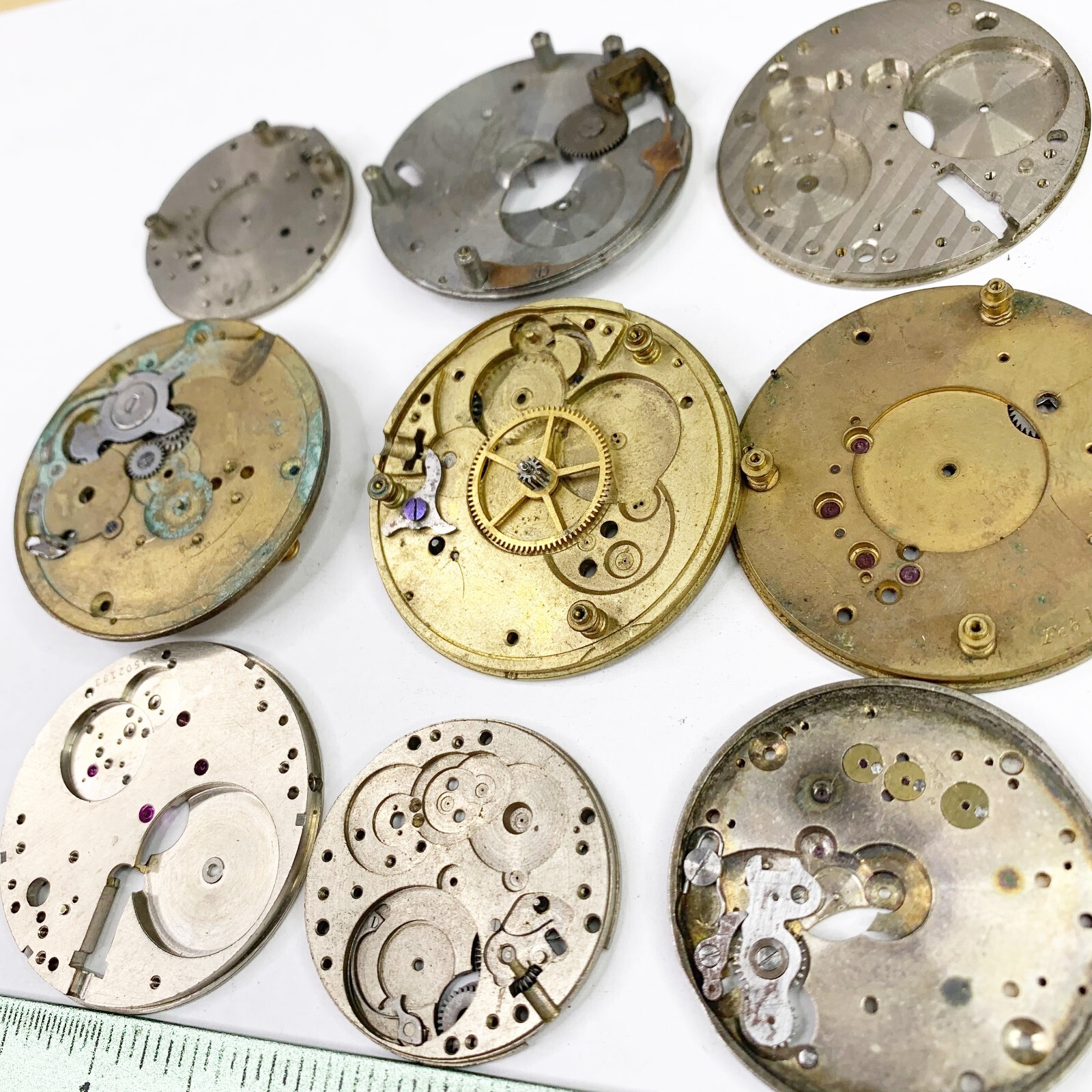 9 Pocket Watch Main Plates Gears Wheels Parts Steampunk Movement Gold Silver