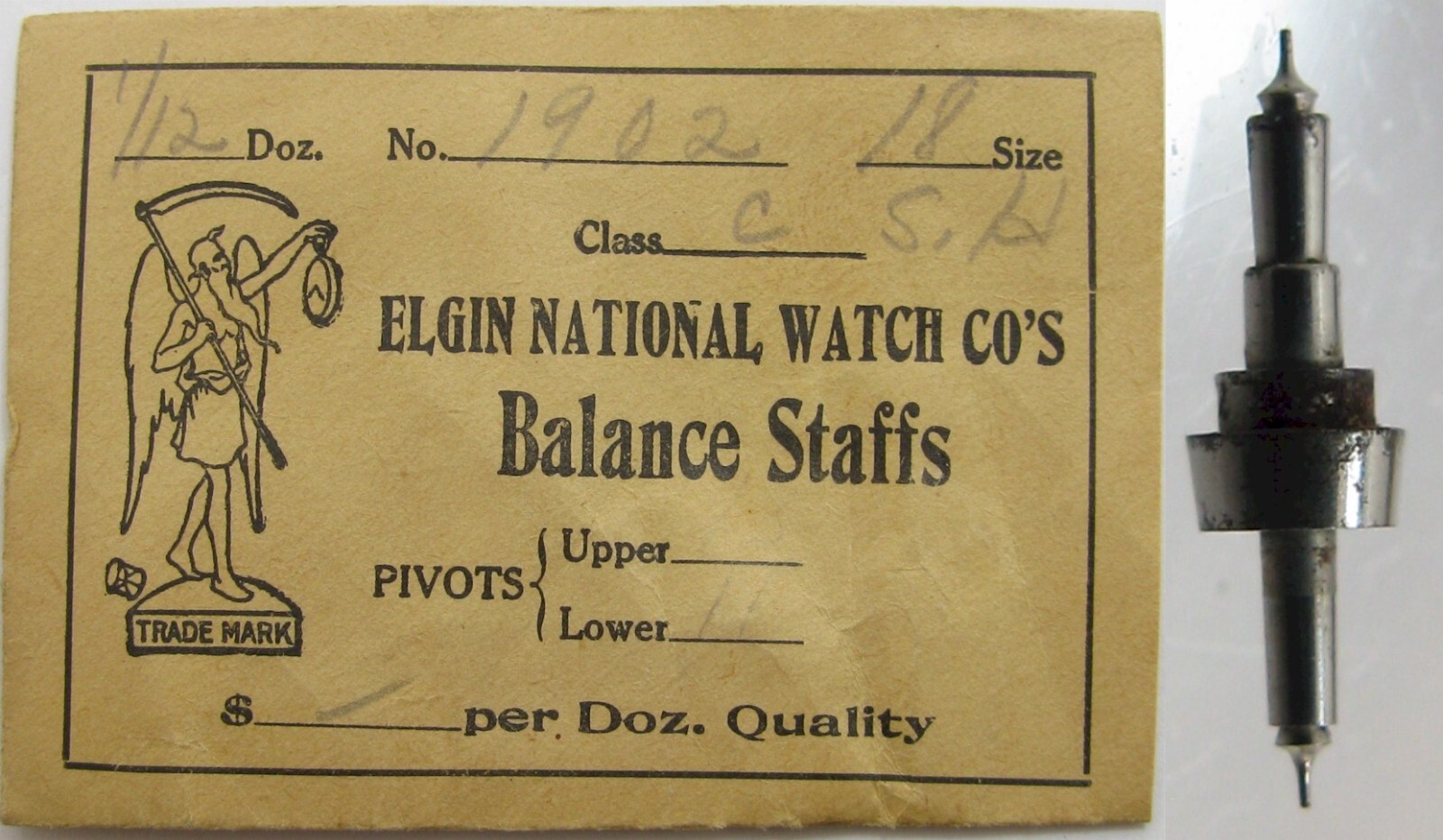 Elgin Watch 18s SR 1902 c watch part: balance staff #723