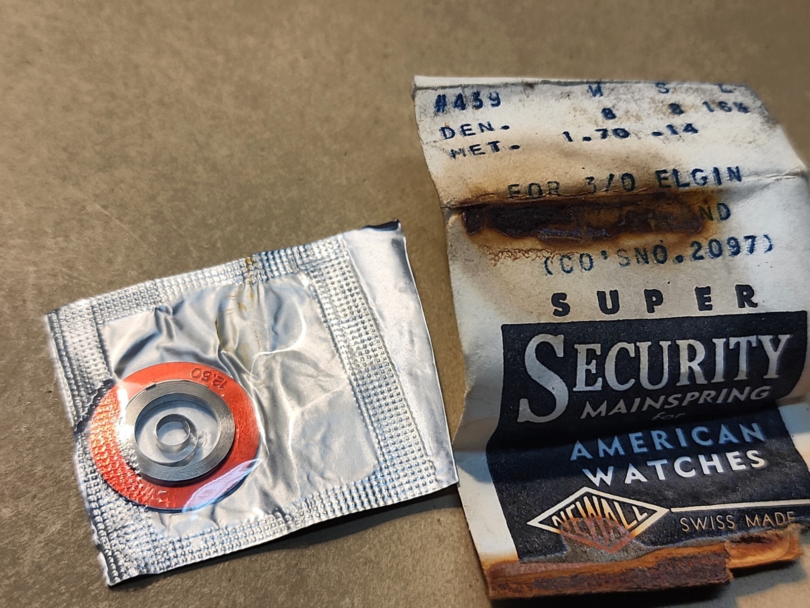 Vintage NOS Elgin 0s-3/0 Model 2097 PM Newall Super Security Mainspring
