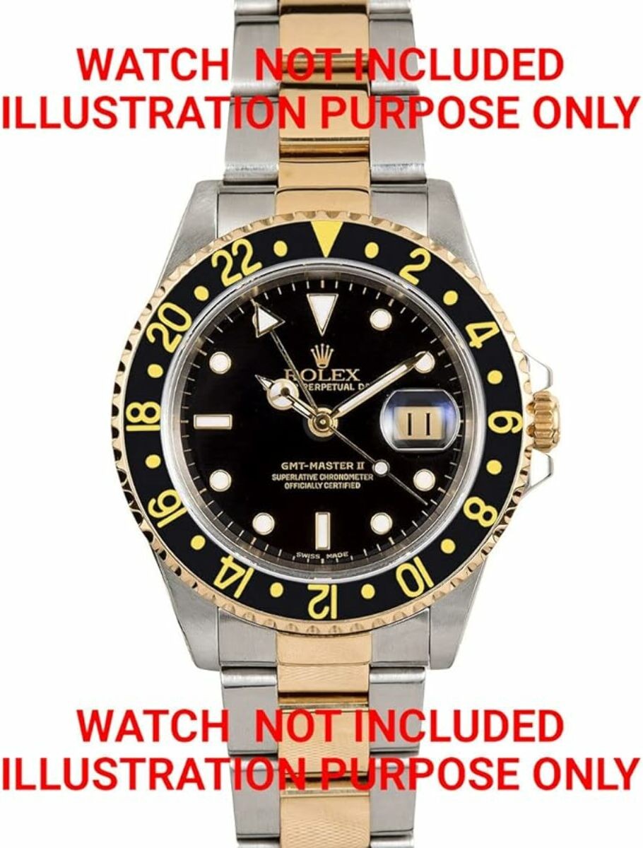 Black Gold Aluminum Replacement Bezel Insert 37.70mm x 30.70mm For Rolex GMT