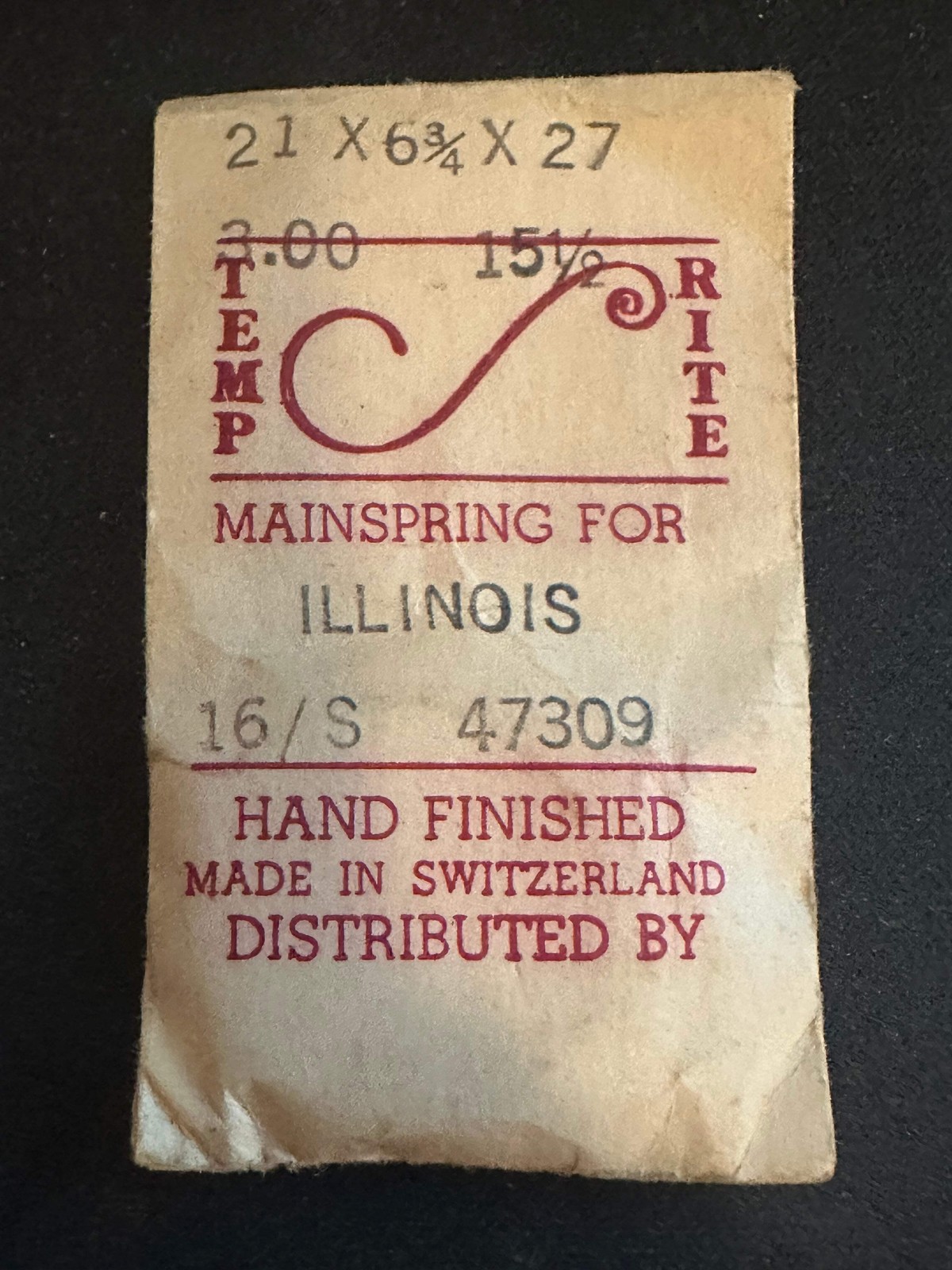 Temp-Rite Mainspring for Illinois 16s 60hr No. 47309 – Steel