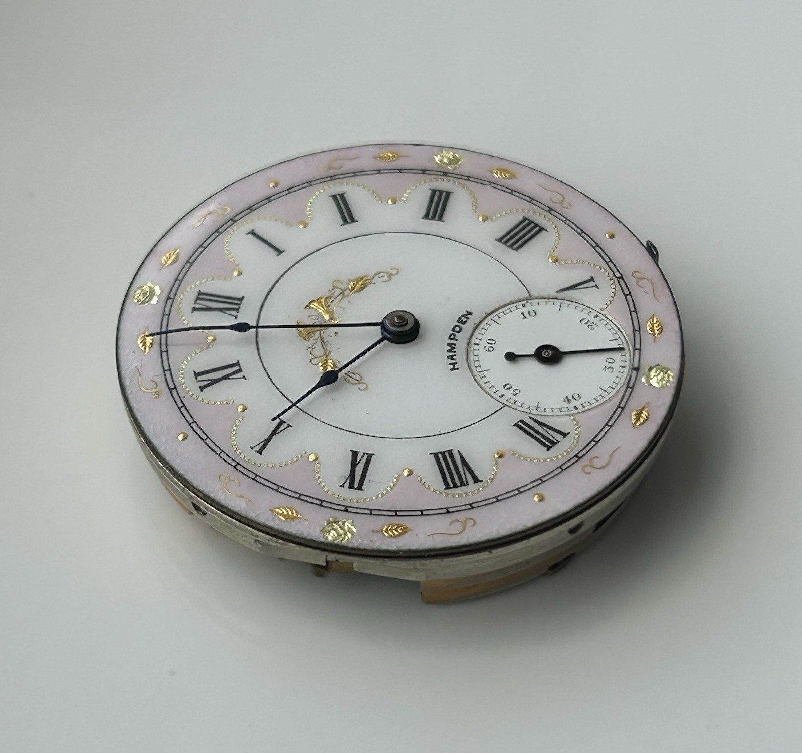 Antique Hampden Pocket Watch Movement – Grade 220 – 17 Jewels – Very Nice Dial