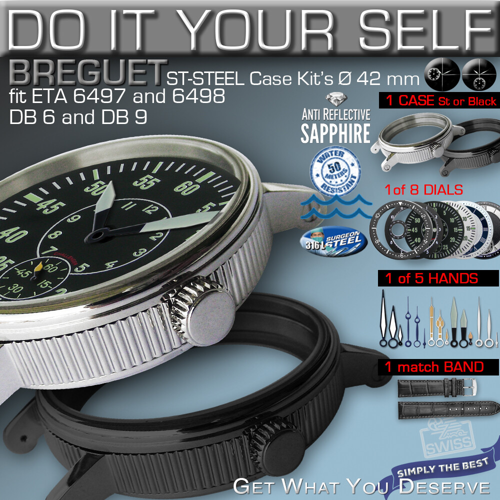 DO IT YOUR SELF KITS – BREGUET CASE style for ETA 6497, 6498, DB6, DB9 Ø 42 MM