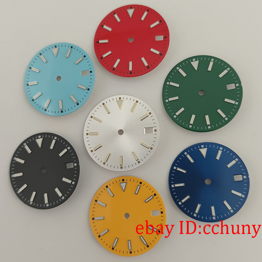 28.5mm black green blue luminous sterile Watch Dial Fit NH35 NH35A movement