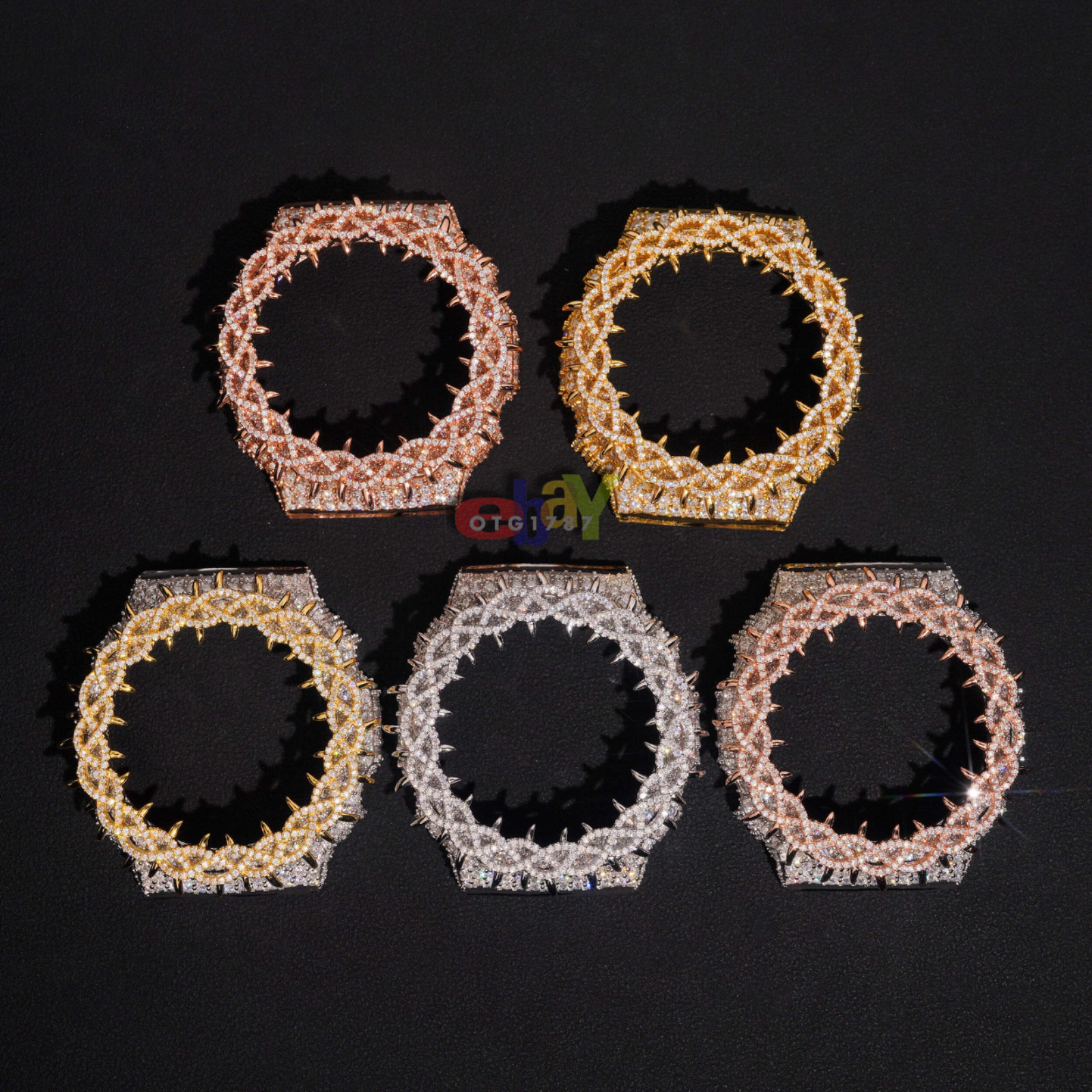 VVS1 D Fully Iced Moissanite Watch Bezel To Fit GA2100 Solid 925 Passes Tester!
