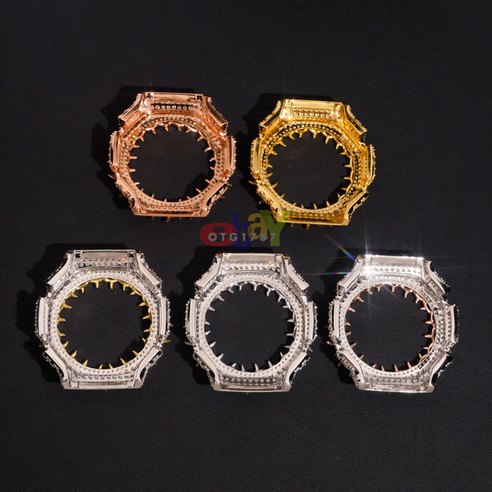 VVS1 D Fully Iced Moissanite Watch Bezel To Fit GA2100 Solid 925 Passes Tester!