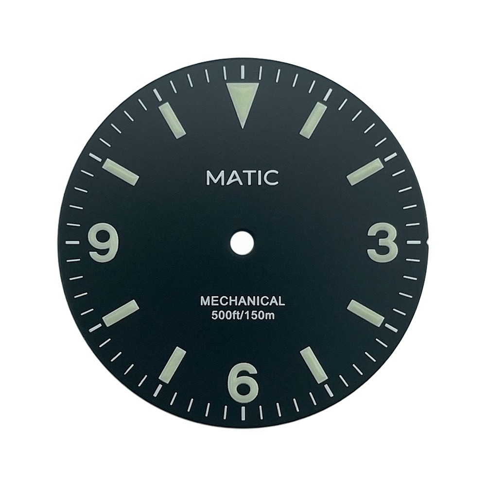 28.5mm C3 Lume Black Explor Style Watch Dial No Date Compatible with NH38A NH35A
