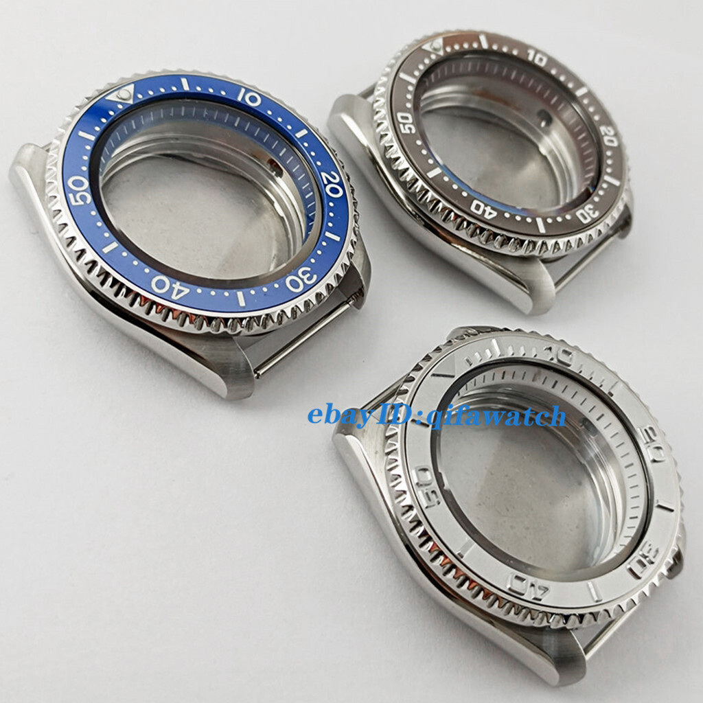 42mm Silver Ceramic Bezel Double Dome Sapphire Watch Case NH35 NH36 movement