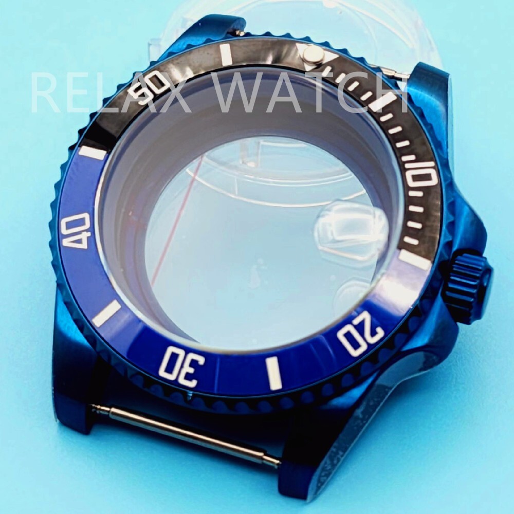 40MM PVD BLUE SS Sapphire Glass WATCH CASE FITS NH35 PT5000 ETA2824 Movement