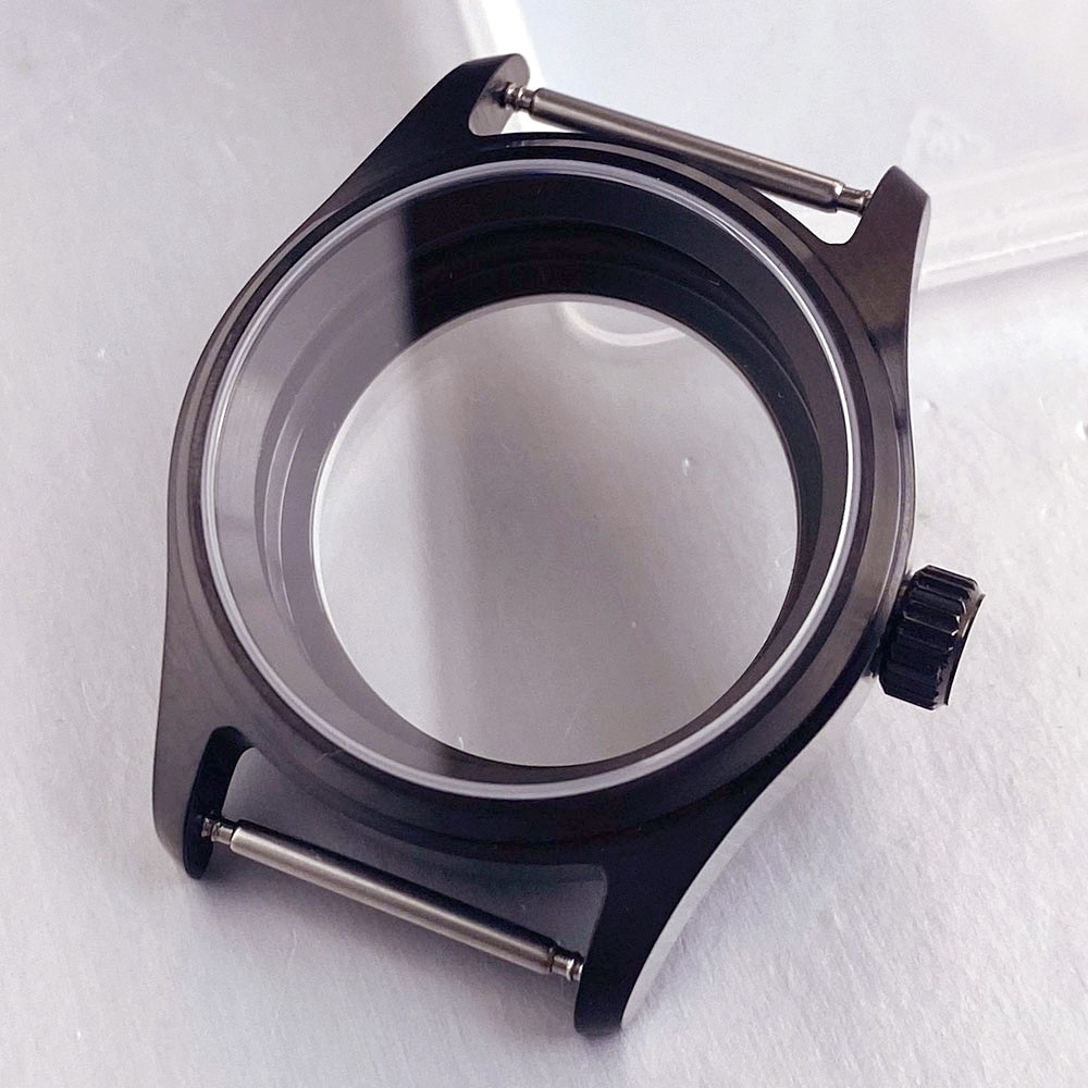 PVD Matte Black 36mm/39mm Pilot Watch Case Sapphire Fit NH35 NH36 PT5000 ETA2824