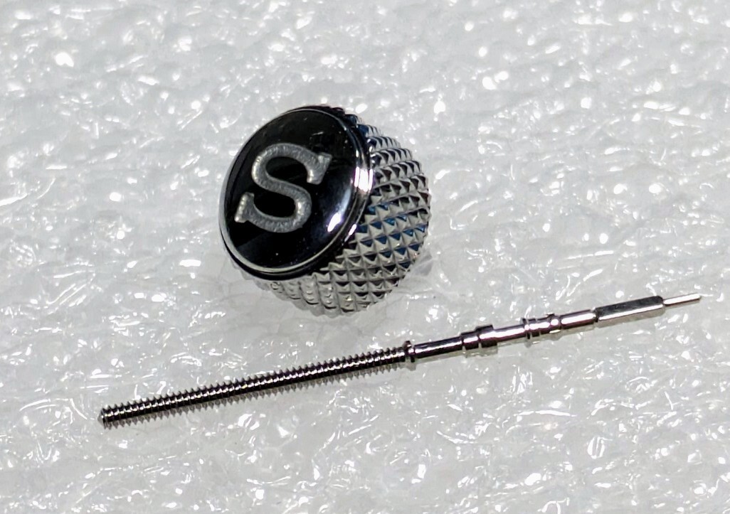SILVER KNURLED S CROWN FOR SEIKO SKX007 DIVER WATCH NH35 NH36 ( WITH STEM )