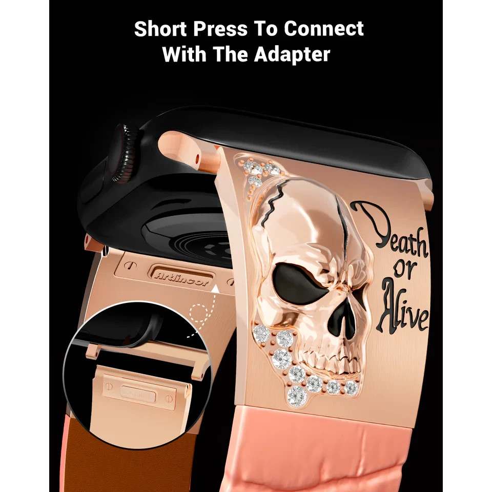 Artlincor Apple Watch Metal Leather Band Rose Gold/Pink