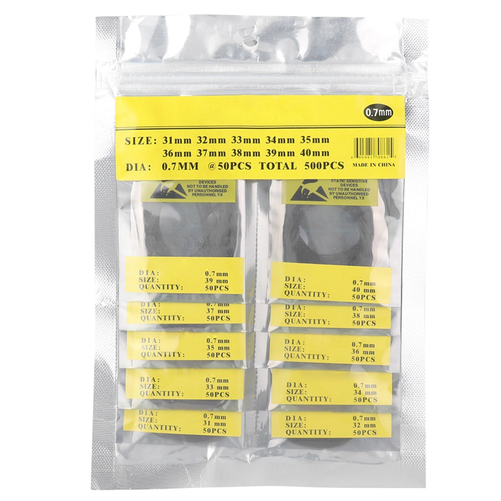 500PCS 0.7mm Waterproof Rubber O-Rings for Watch Repairs & Back Covers, 31-40mm