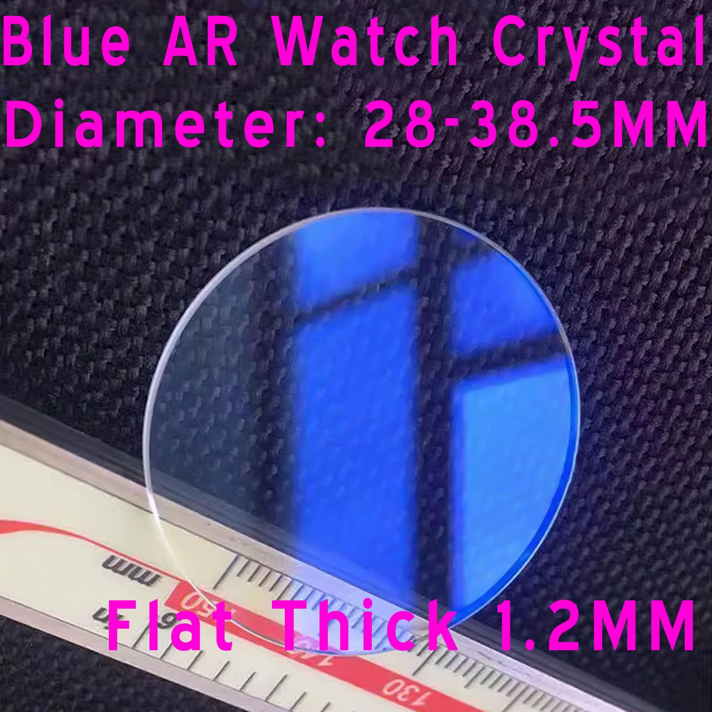 Flat 1.2mm Blue AR Coating Round Watch Crystal Dia 28-38.5mm Mineral Glass Lens