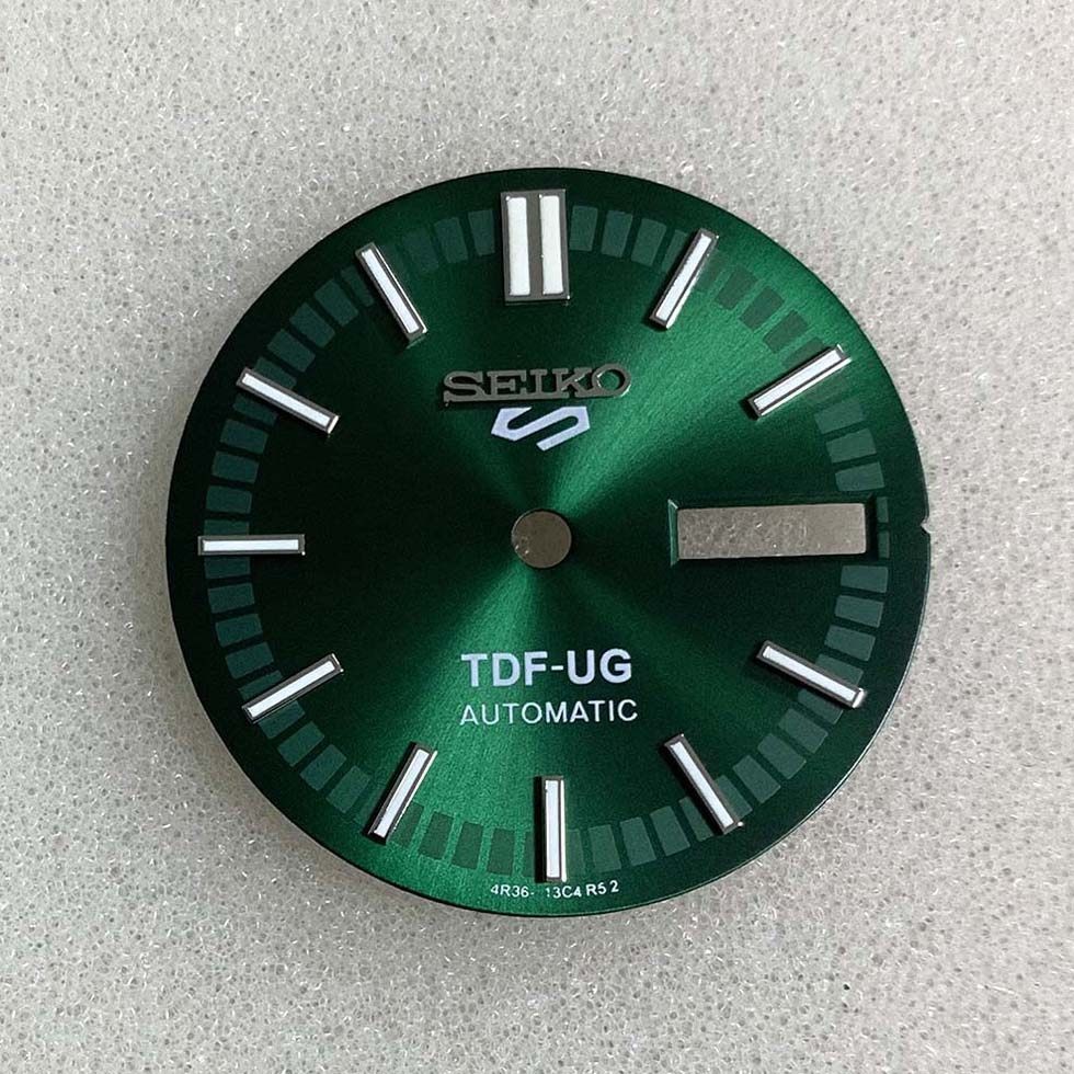 28.5mm Green Luminous Watch Dial Double Calendar for Nh36 Movement Watch Parts