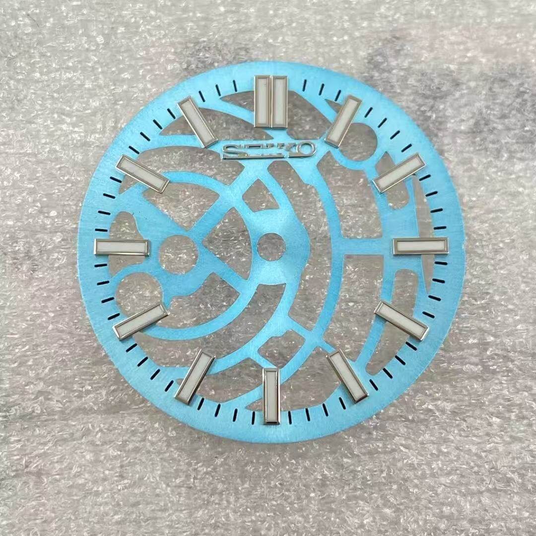 28.5mm Cutout Watch Dial Green Lume for Nh70 NH72 Movement Watch Parts S Logo