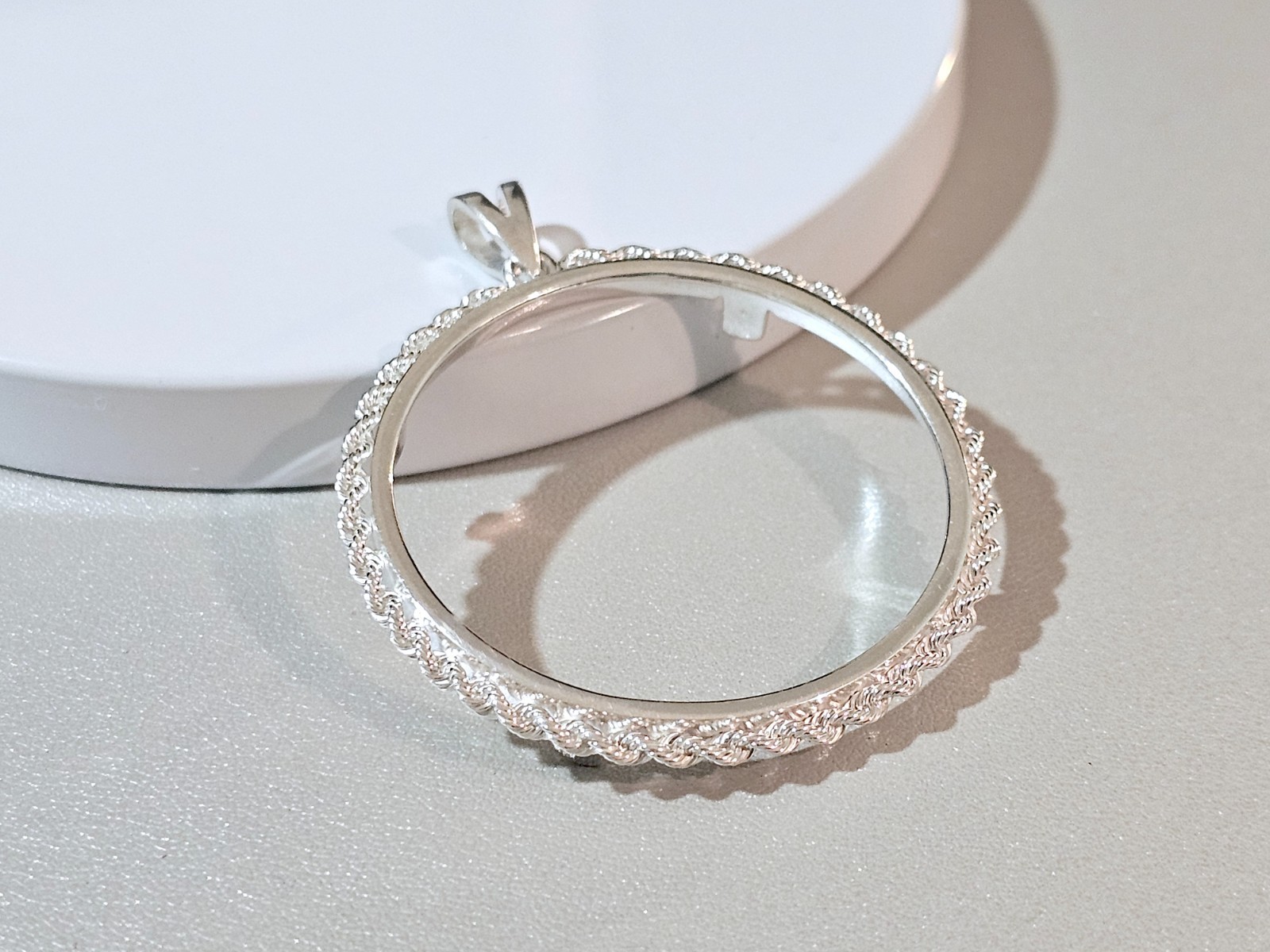 925 Sterling Silver Rope Edge Bezel for 38mm 1 Dollar Coins