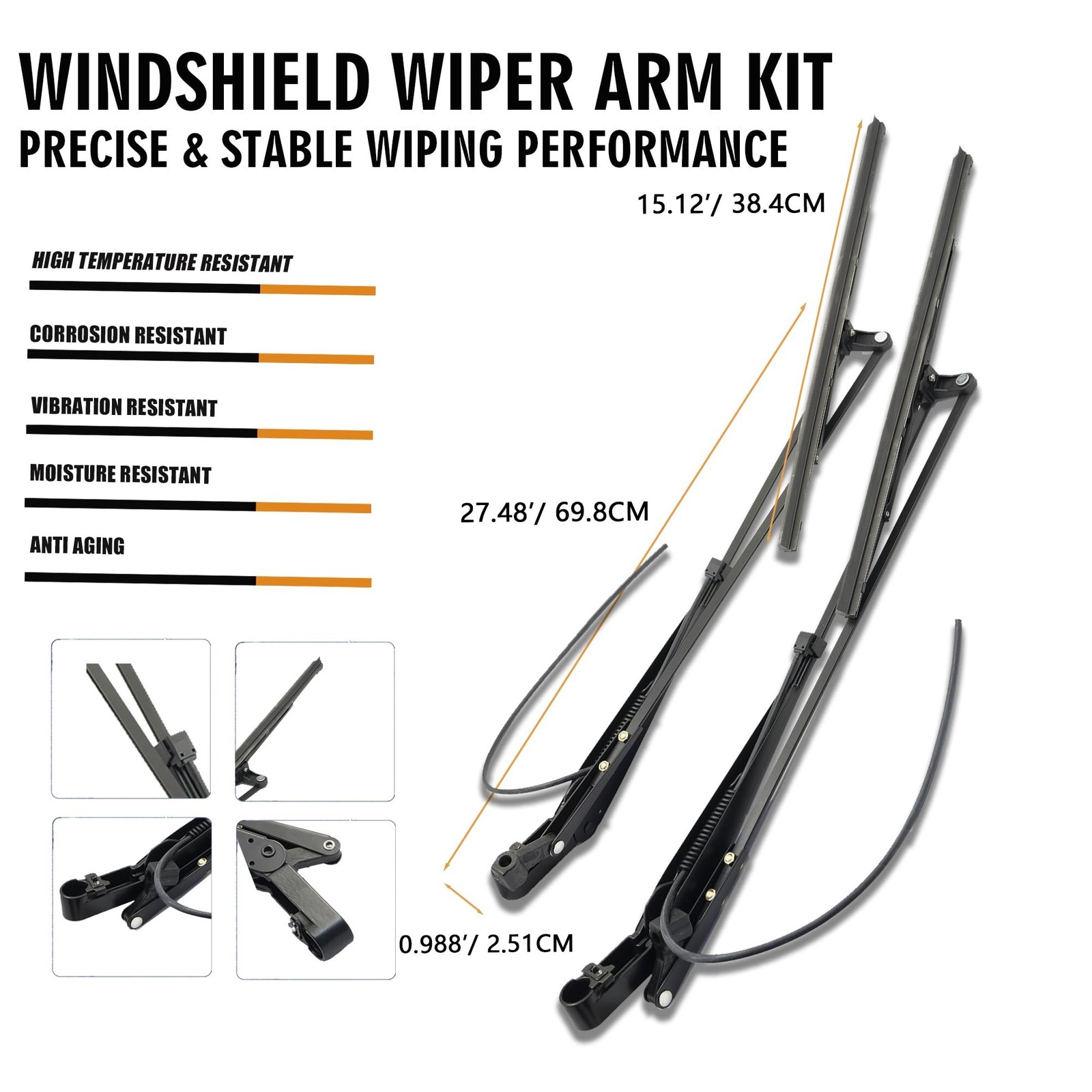 1 Pair Windshield Wiper Arm Fit Spray Nozzle and Blade Compatible with Kenwor…