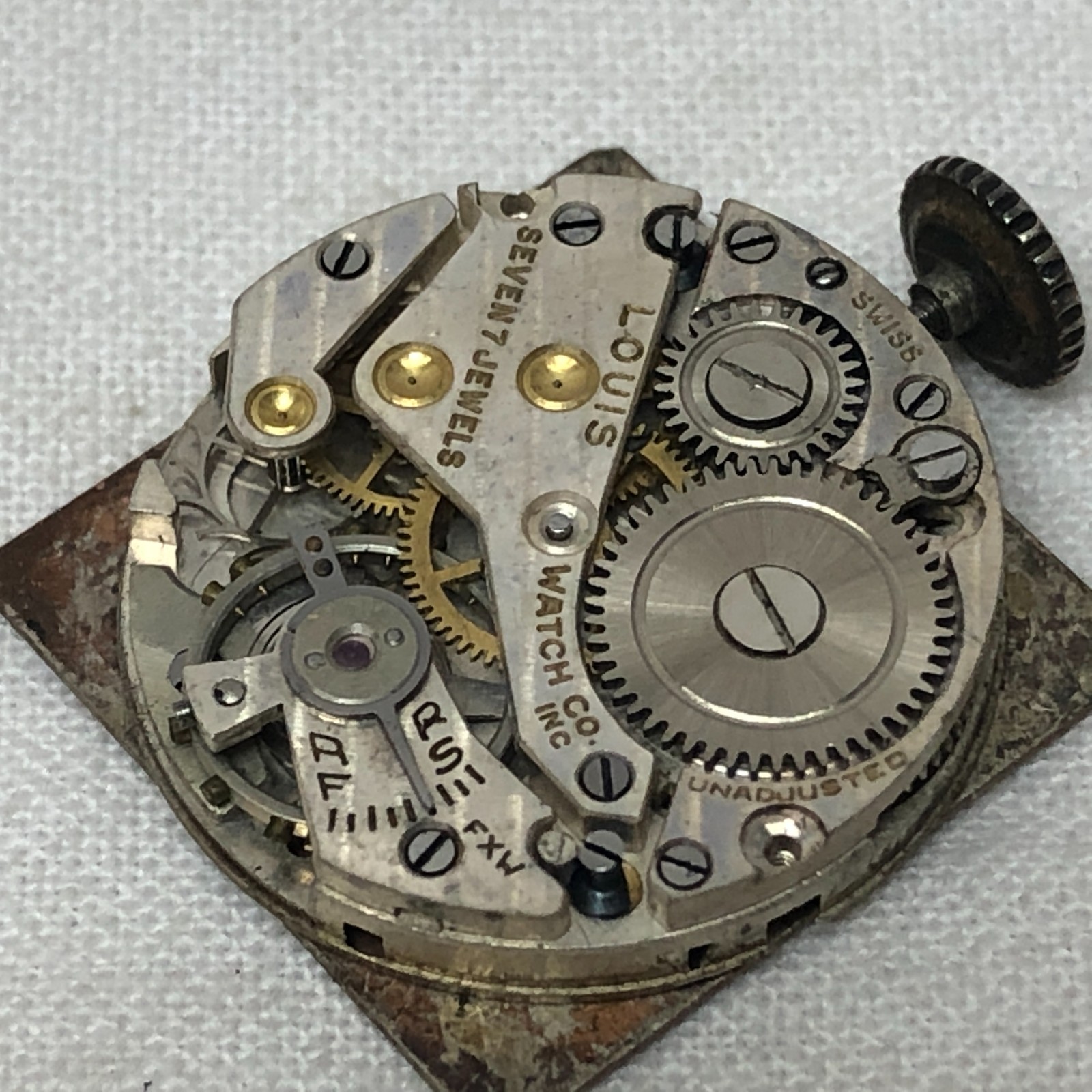 Vintage 1930-40’s Louis Watch Company 10k R Gold Plate For Parts or Repair