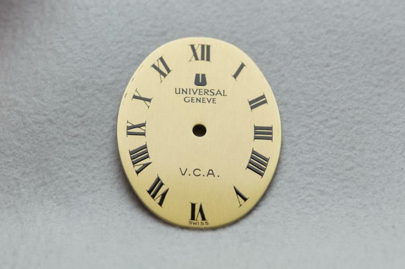 Universal Geneve Wristwatch Gold Dial 21 x 27mm – Black Numerals New Old Stock P