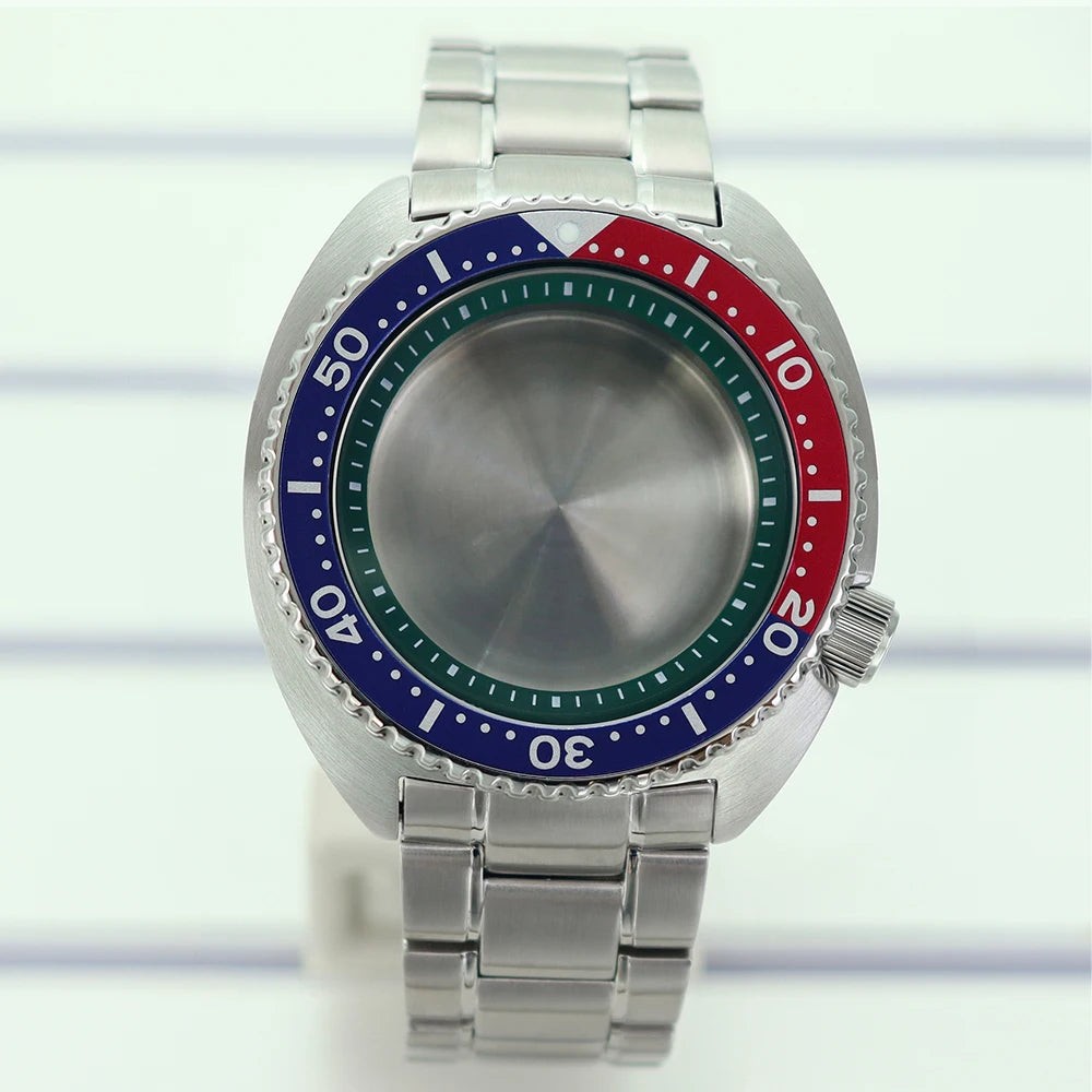 45mm Steel Watch Case Sapphire Glass For Mod skx big Abalone NH35 NH36 NH38